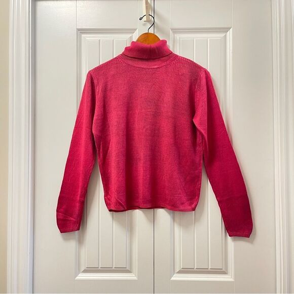 Pink Ribbed Knit Turtleneck Sweater from Italy - M - Picture 1 of 15